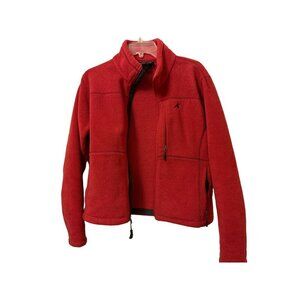 Women's MED Eastern Mountain Sports Fleece Sweatshirt Full Zip Pockets Red